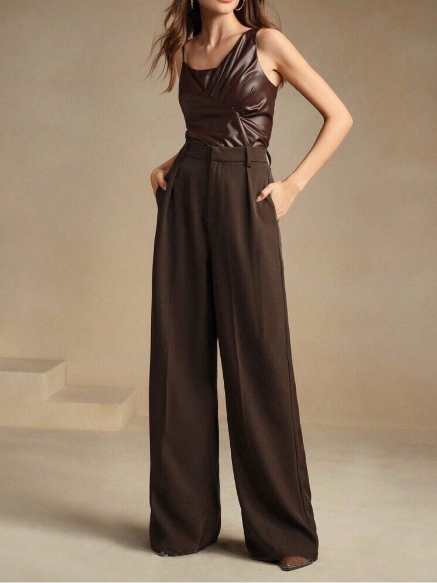Nwt Drew High-Waist Wide-Leg Trouser Pant